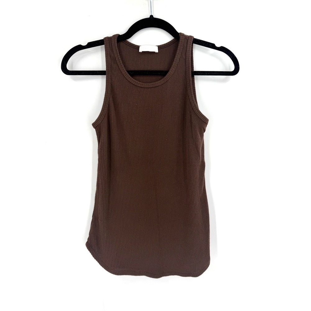 Sablyn Tank Top Women Size M Brown Ribbed Viscose‎ Knit Minimalist Chic